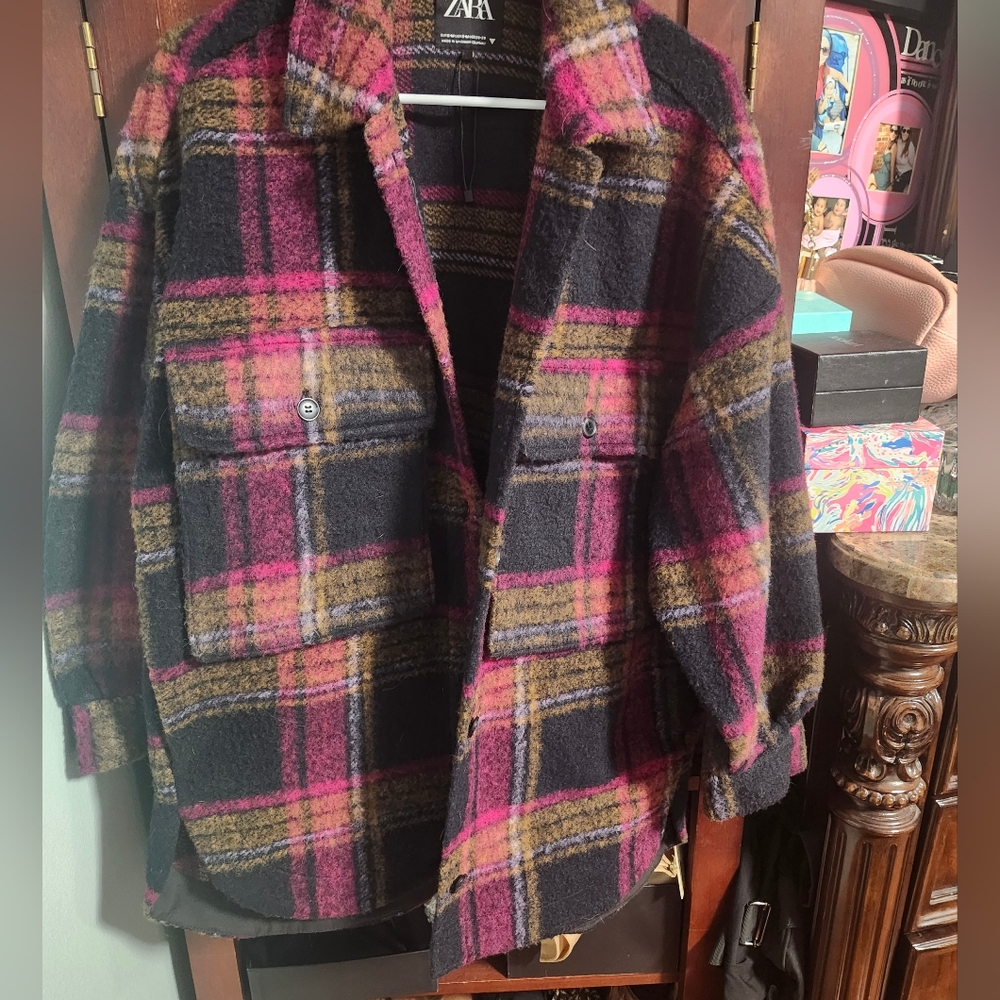 [zara] oversized blogger favorite plaid shacket.  S-M - Picture 5 of 14